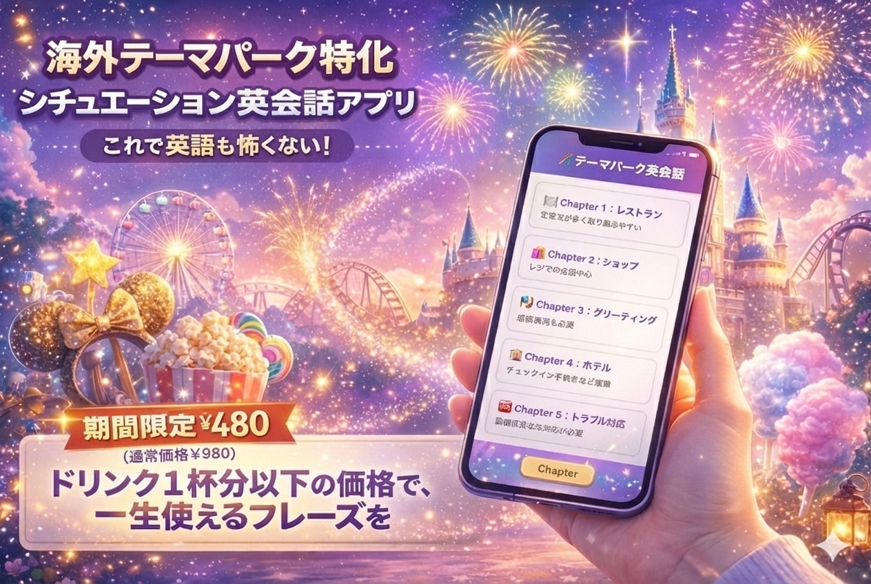 海外テーマパーク用英会話練習アプリ